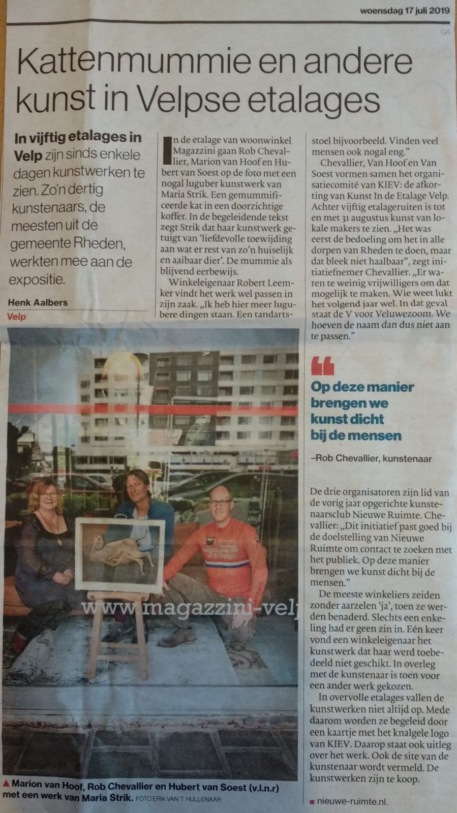 DeGelderlander Artikel Kunst In De Etalage Velp Hubert Van Soest Juli 2019