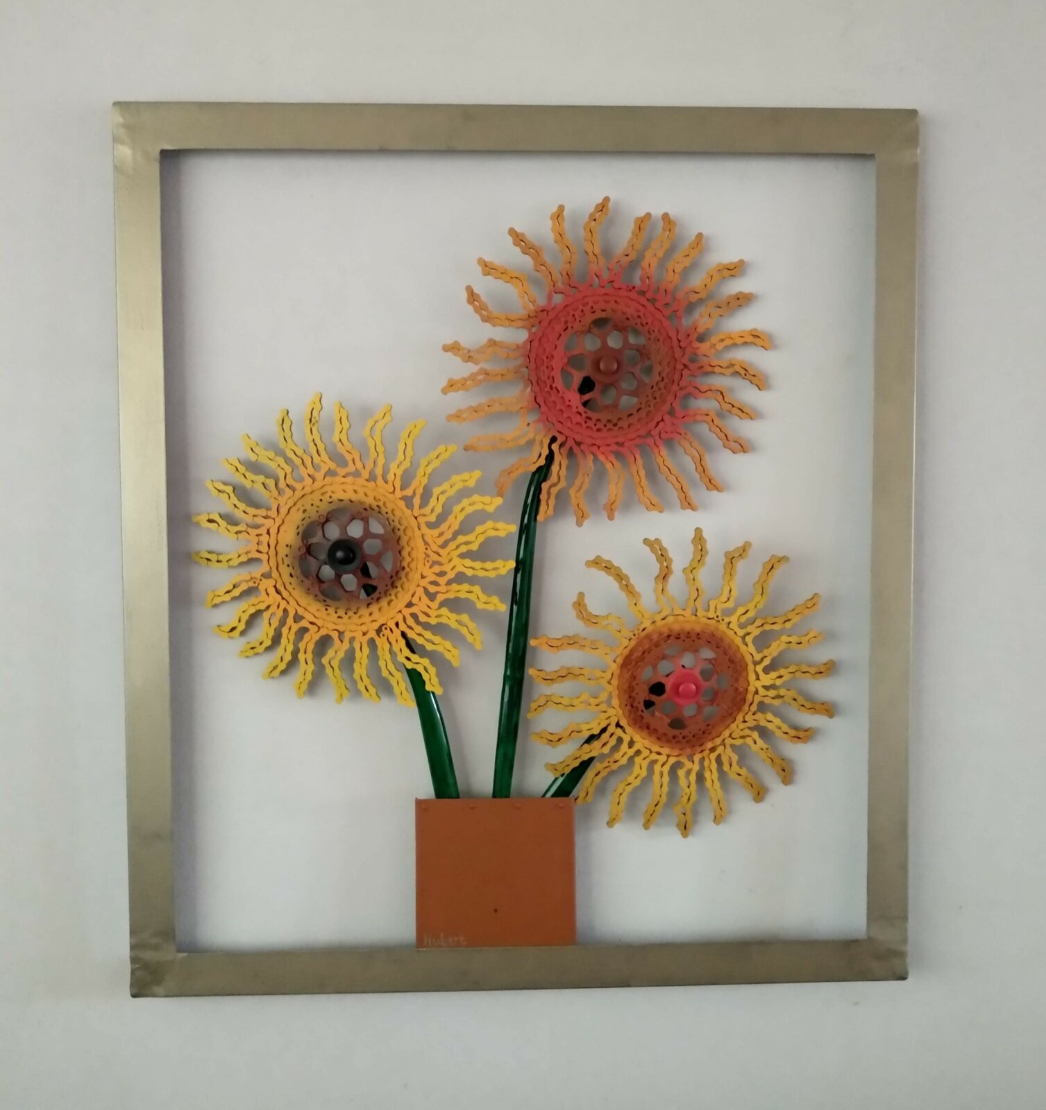 Zonnebloemen Sunflowers Hubert Van Soest Metalen Schilderij Metal Art